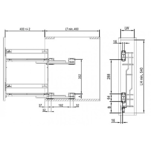 Карго REJS Variant Multi 250мм графіт бічне без напрямних - 4700