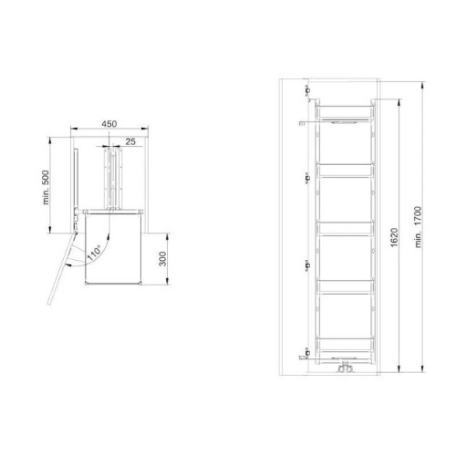 Карго Rejs Maxi Space Classic, 5 полиць, графіт, 450 мм, з доводчиком, для високих шаф - 15516