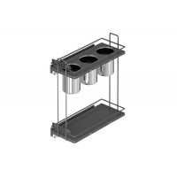 Карго Starax S-2651-А, 250 мм, 2 рівні, ліве, з чашами для кухонних приладів, антрацит