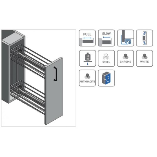 Карго GTV MOVIX 200 мм, 2-х рівневе, хром, бічне кріплення (без напрямних) - 16400