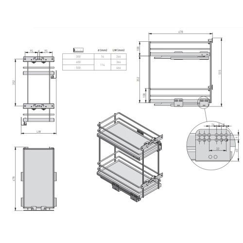 Карго GTV MOVIX PRO плоский прут (без напрямних) хром/білий 300 мм - KO-300BO-01B