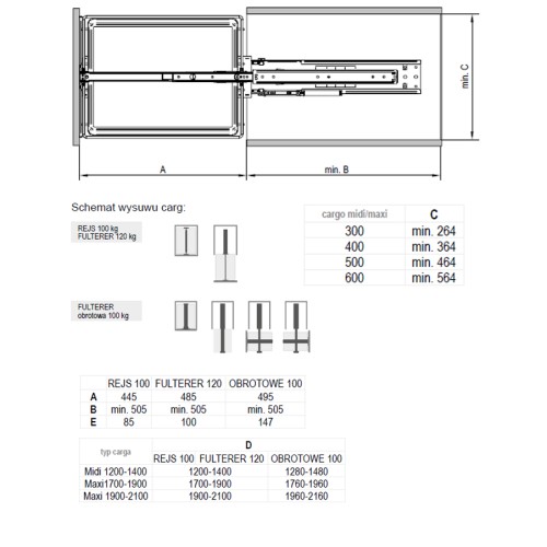 Карго REJS Maxima Classic Графіт 300мм 1900-2100мм 6 полиць (без напрямних) - WE31.0021.01.924