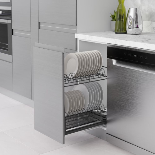 Карго-сушка Starax Антрацит 300 мм 2-х рівневе + Тандем напрямні Повного висування - S-2110-А