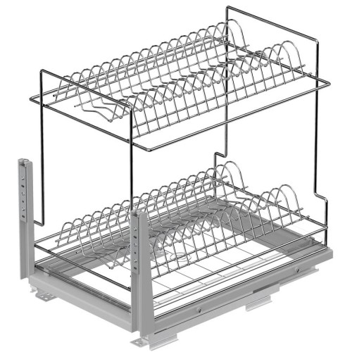 Карго-сушка Starax Хром 350 мм 2-х рівневе + Тандем напрямні Повного висування - S-2111-С