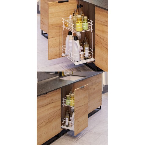 Карго REJS Корзина Мини 2 полки L-300 белая нижние крепление Фасад 300мм VM (без направ.) - WE29.0145.01.003