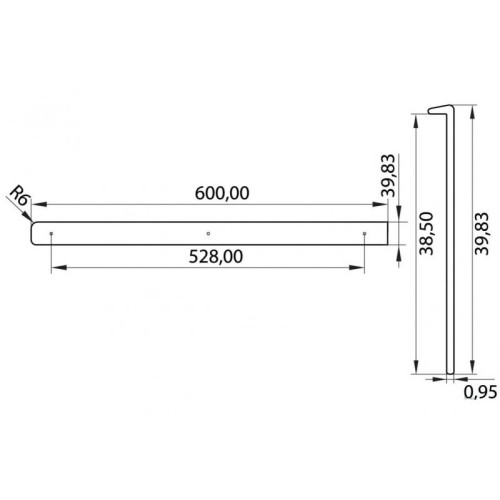 Планка для стільниці торцева ОптимаЛайн U-R6 38мм права - 13711