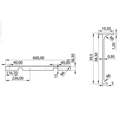 Планка для стільниці сполучна кутова 90° ОптимаЛайн U-R6 38мм - 13713