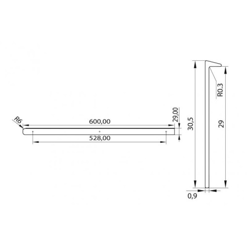 Планка для стільниці торцева ОптимаЛайн U-R6 28мм ліва - 13704
