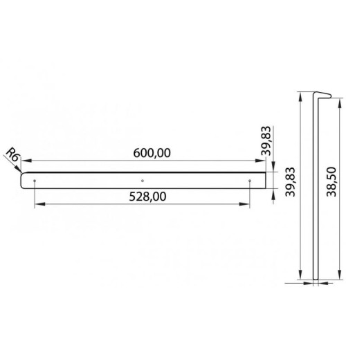 Планка для стільниці торцева ОптимаЛайн U-R6 38мм ліва - 13710