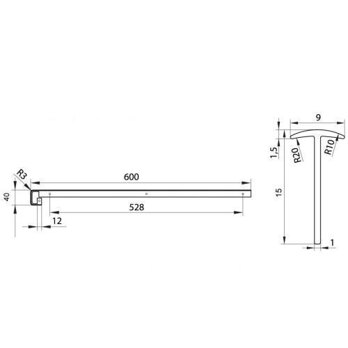 Планка для стільниці сполучна пряма ОптимаЛайн U-R3 38мм - 13716