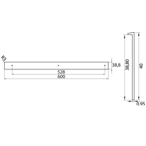 Планка для стільниці торцева ОптимаЛайн U-R3 38мм права - 13715