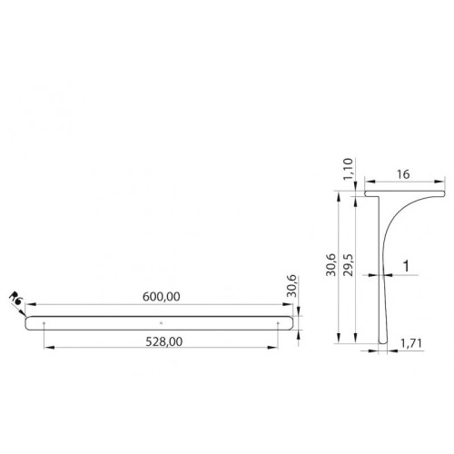 Планка для столешницы соеденительная угловая 90° ОптимаЛайн U-R6 28мм - 13706