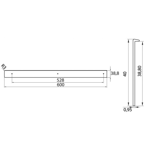 Планка для стільниці торцева ОптимаЛайн U-R3 38мм ліва - 13714
