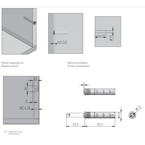 Толкатель GTV SALTO NOVA WHITE с силиконовым окончанием врезной короткий - 14666