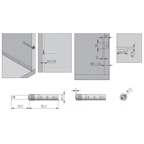 Виштовхувач GTV Salto Nova, чорний, із силіконовим закінченням, врізний, короткий - 14667