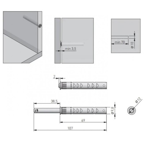 Толкатель GTV SALTO NOVA WHITE с силиконовым окончанием врезной длинный - 14674
