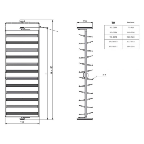 Полиця поворотна для взуття GTV ELITE 4 полиці, графіт (антрацит), з доводчиком Soft close (16671)