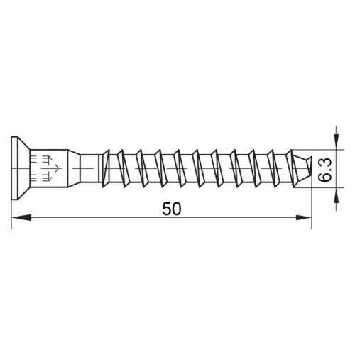 Конфірмат DC 6,3×50 мм оцинкований, сталь, упаковка 3000 шт. (7851)