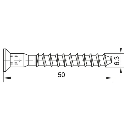 Конфірмат DC 6,3×50 мм оцинкований, сталь, упаковка 3000 шт. (7851)
