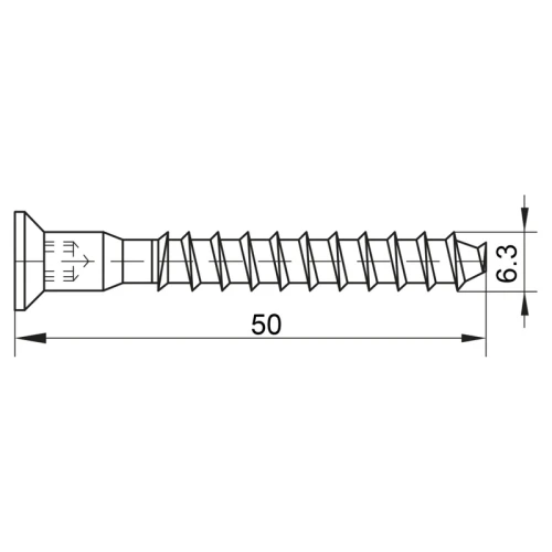 Конфірмат DC 6,3×50 мм оцинкований, сталь, упаковка 100 шт. (16557)