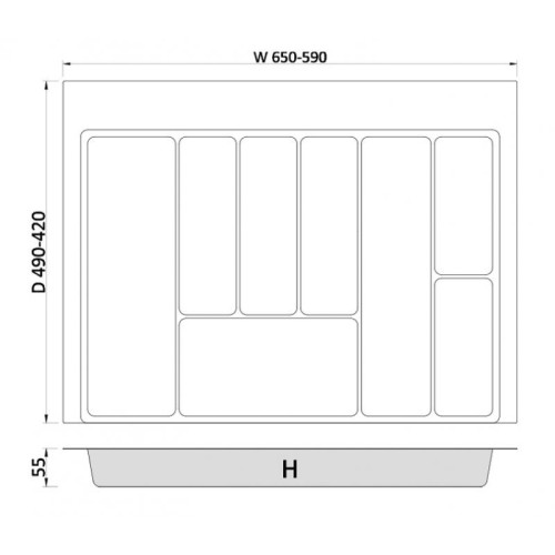 Лоток для столовых приборов REJS MAX Графит 700 мм - 15912