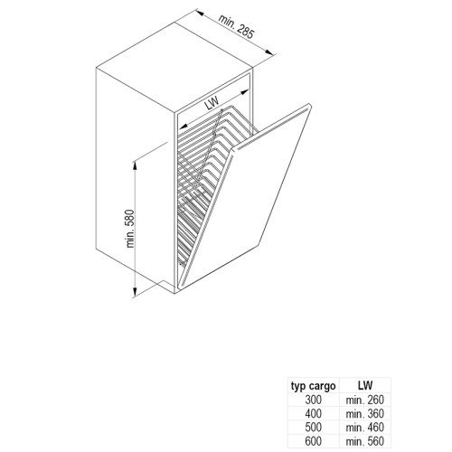 Карго REJS кошик міні для білизни на фасад 400мм білий VM (без напрямних) - WE29.0148.01.003