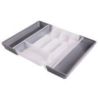 Лоток для столових приладів розсувний Прозорий/Графіт 300/400/500