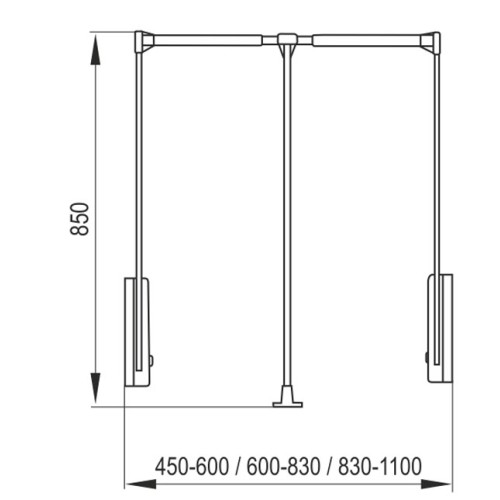 Пантограф для шафи Rejs чорний 830-1100мм - WA01.1927.08.AH6