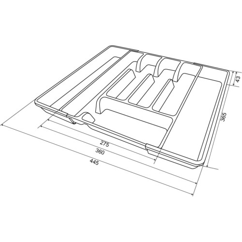 Лоток для столових приладів розсувний Прозорий/Графіт 300/400/500 - 12755