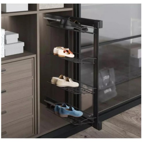 Полиця для взуття Starax 4-рівнева на тандемах, права, антрацит - S-6742-A