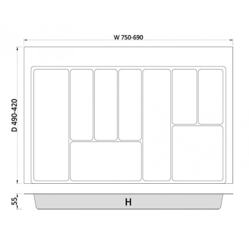 Лоток для столовых приборов REJS MAX Белый 800 мм - 15915