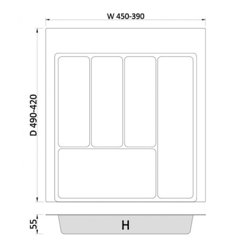 Лоток для столовых приборов REJS MAX Белый 500 мм - 15909