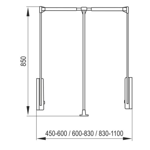 Пантограф для шафи Rejs чорний 450-600мм - WA01.1925.08.AH6