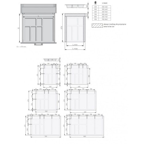 Лоток для столовых приборов GTV Axispace Чёрный 800мм - 15894