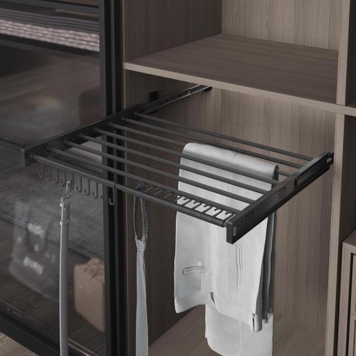 Висувна вішалка для штанів Starax, антрацит, 800 мм - S-6307-A