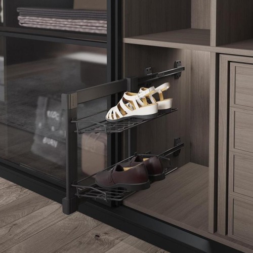 Полиця для взуття Starax 2-рівнева, права, антрацит - S-6282-А