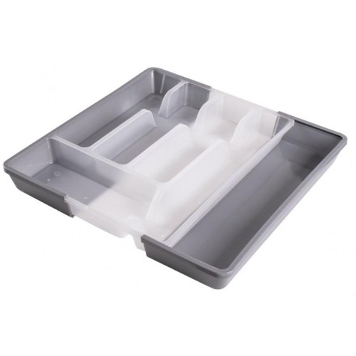 Лоток для столових приладів розсувний Прозорий/Графіт 300/400/500 - 12755