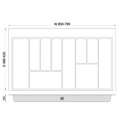 Лоток для столовых приборов REJS MAX Графит 900 мм - 15916