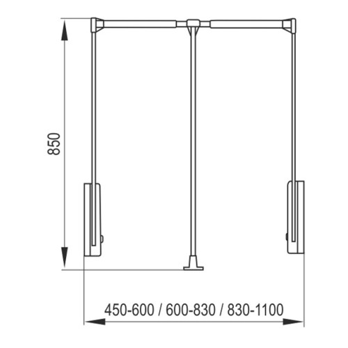 Пантограф для шкафа Rejs черный/хром 830-1100мм - WA01.1927.08.052