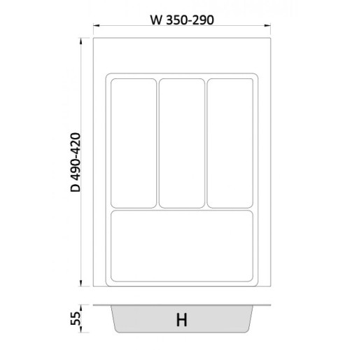 Лоток для столовых приборов REJS MAX Белый 400 мм - 15905