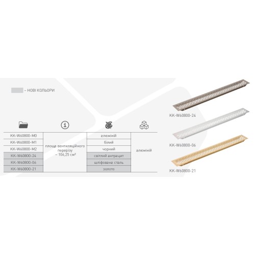 Вентиляционная решетка антрацит 60х484 - KK-W60800-24
