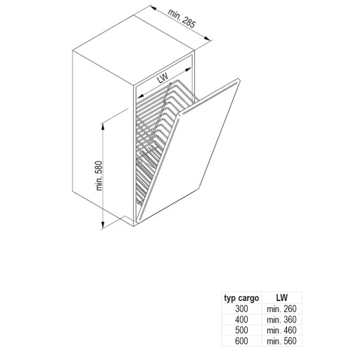 Карго REJS кошик міні для білизни на фасад 500мм білий VM (без напрямних) - WE29.0149.01.003