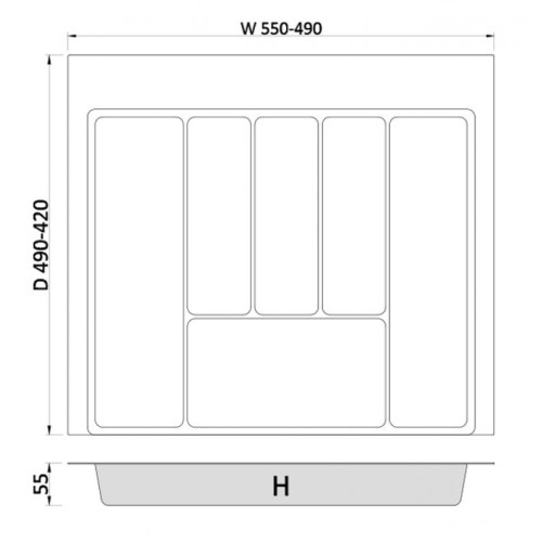 Лоток для столовых приборов REJS MAX Графит 600 мм - 15910