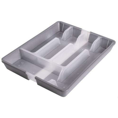 Лоток для столових приладів розсувний Прозорий/Графіт 300/400/500 - 12755