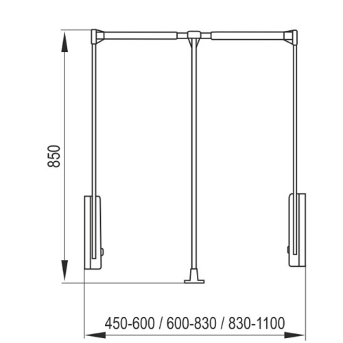 Пантограф для шафи Rejs чорний/хром 450-600мм - WA01.1925.08.052