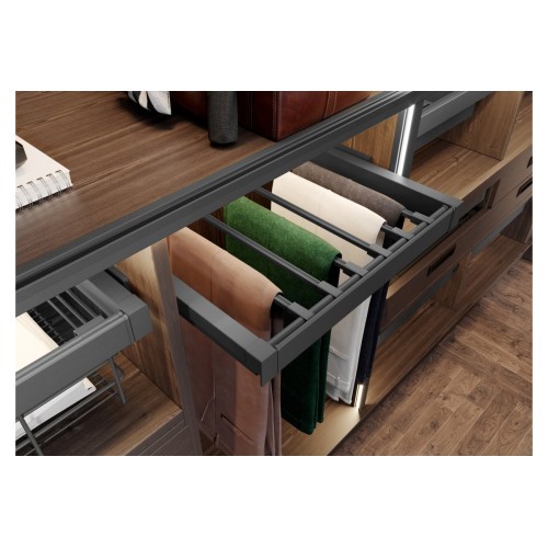 Вішалка для штанів elite 600 мм з доводчиком, колір графіт - WG-WSPOD60-60