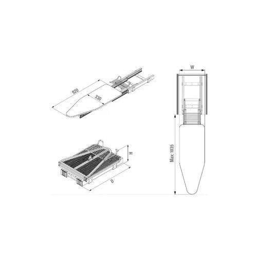 Прасувальна дошка в шафі для гардеробу Starax розкладна нижнього кріплення антрацит - S-6616-A