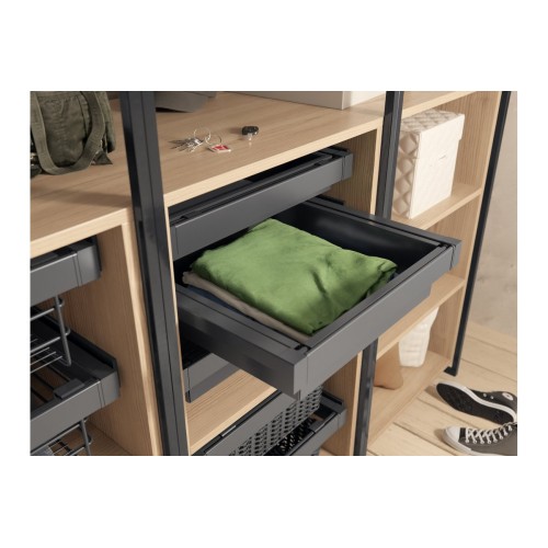 Кошик для білизни elite перфорований 700 мм з доводчиком, колір графіт - WG-KOSZM70-60