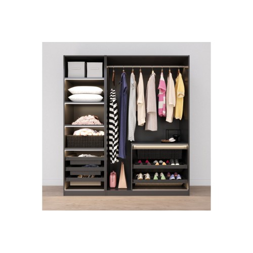 Корзина для белья elite перфорированная 800 мм с доводчиком, цвет графит - WG-KOSZM80-60