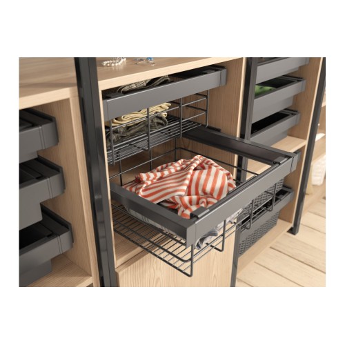 Кошик для білизни elite 800 мм з доводчиком, колір графіт - WG-KOSZ80-60